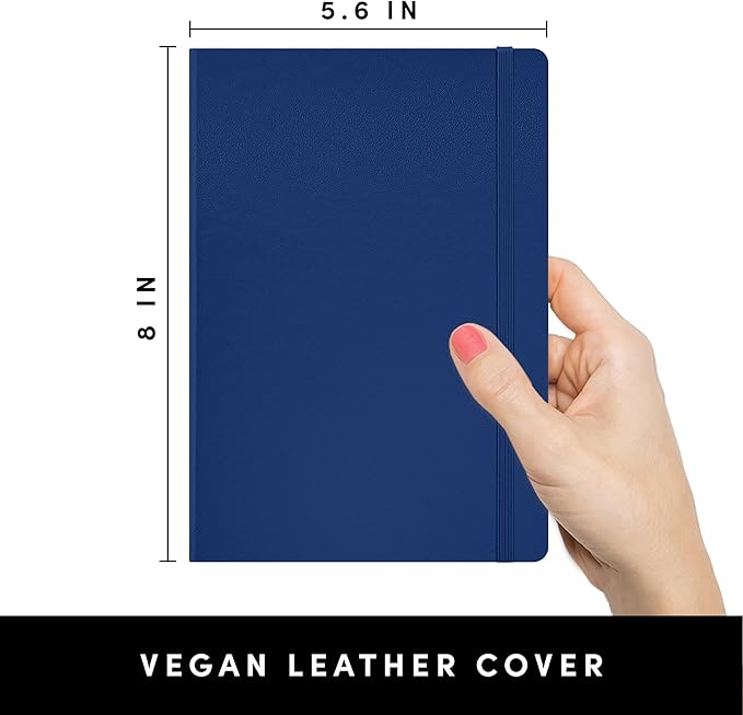 PAPERAGE Blank Journal Notebook, (Royal Blue), 160 Pages, Medium 5.6 in x 8 in - 100 GSM Thick Paper – Hardcover Journaling Notebook for Work, School, Note Taking or Sketching