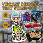 VulgrCo Custom Stickers, Image or Text- Vinyl Custom Labels Stickers Personalized - Waterproof, Dishwasher Safe, Fade Resistant, UV Protected Business Labels