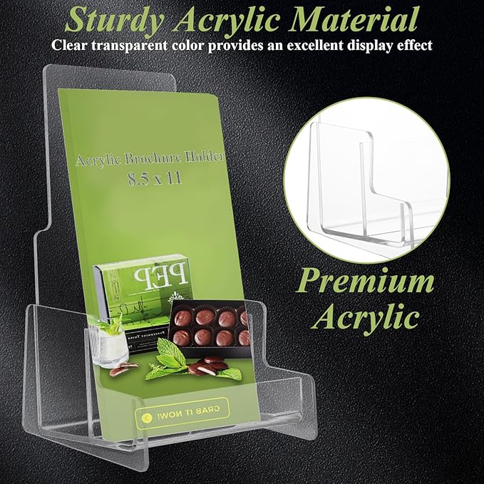LISHINE 4 Pack Brochure Holder Wall Mount 8.5 x 11 Inch Plastic Flyer Holder Clear Literature Holder Pamphlet Holder Wall Brochure Display Stand for Trifold, Magazine, Document