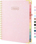 Forvencer 2026 Planner, Hardcover Calendar Planner Weekly and Monthly, Jan 2026 - Dec 2026, 8.5" x 11", Spiral Agenda Book with Tabs, Exquisite Daily Journal Organizer for Home School, Glitter Pink