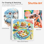 Shuttle Art Marker Pad, 8.9”x8.3” Portable Sketchbook, 40 Sheets Marker Drawing Paper, 110LB/180GSM Smooth Surface Bleedproof Art Paper, Spiral-Bound, Great for Beginners to Draw, Paint & Sketch