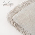 Foindtower Set of 2 Decorative Linen Fringe Throw Pillow Covers Cozy Boho Farmhouse Cushion Cover with Tassels Soft Accent Pillowcase for Couch Sofa Bed Living Room Home Decor, 16×16 Inch, Beige