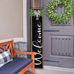 LuZhiQiang Front Porch for Welcome Standing Sign 45"X9" Vertical Tall Long Leaner Wood Framed Outdoor Front Door Sign Decor (Wood Black)
