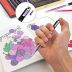 ZSCM Retractable Glitter Gel Pens, 12 Colors Large Capacity Purple Glitter Metallic Gel Ink Pens, 1 mm Fine Point Smooth Writing Color Pens for Adult Coloring Book Note Taking Aesthetic Art Supplies