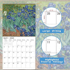 2026 Wall Calendar,Calendar 2026, November 2025 - December 2026, Wall Calendar van Gogh, 12" x 24" Opened,Full Page Months Thick & Sturdy Paper for Calendar Organizing & Planning