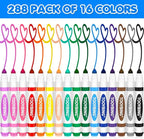 TooyBing Washable Markers Bulk (288 Count), 16 Assorted Colors, Washable Markers for Kids Classroom School, Broad Tip Durable for Back to Classroom Art School Supplies Essentials