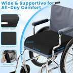 ComfyInLove Wheelchair Seat Cushion - Cooling Gel & Memory Foam Office Chair Cushion with Non-Slip Bottom & Washable Cover, Ergonomic Car Seat Pillow for Sciatica, Tailbone, Back Comfort (Black)