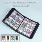 ProCase 900 Pockets Card Binder with Clear Window for Trading Cards, 9 Double Sided Pockets Cards Colletction Album Holder with Removable Sleeves for MTG, TCG, Sports Cards, Football Cards -Lightblue