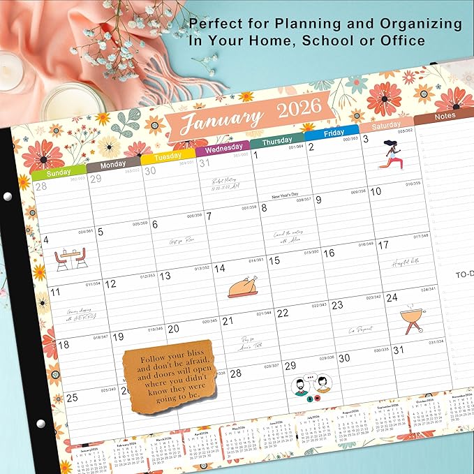 Desk Calendar 2026-2026 Desk Calendar Large 22x17, 18 Mouths From January 2026 to June 2027, 22" x 17" Desk Pad Calendar, Office Supplies Perfect for Organizing and Planning In Office, School or Home