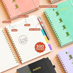 XYark Line Hardcover Spiral Notebook with Removable Dividers Tabs & Ruler, 5 Subject Notebook College Ruled, 300 Page, Large 8"x10" B5 Notebooks for Work School, Lined Journal for Women & Men, Blue