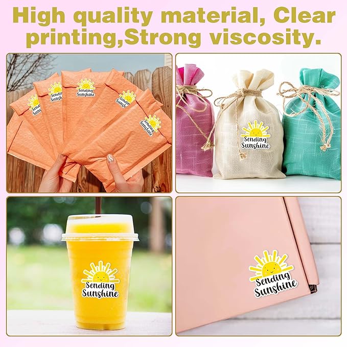 500pcs Sending Sunshine Roll, Sun Summer Stickers, Cute Happy Mail Envelopes, Boutique Handmade Packaging Gift Bags