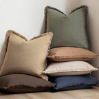Foindtower Set of 2 Decorative Linen Fringe Throw Pillow Covers Boho Farmhouse Cushion Cover with Tassels Soft Accent Pillowcase for Couch Sofa Bed Living Room Home Decor,18×18 Inch,Reddish Brown