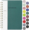 Spiral Notebook-5.75" x 8.125" College Ruled Journal with Inner Pockets and 160 Pages,PU Leather Cover Business Journal, Twin-Wire Binding Notebook Perfect for Office & Home School Supplies Green