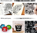 hhhouu 17Pack Dual Tip Black & White Brush Pens- Fineliner & Highlighting Set for Artists, Illustrators & Comic Drawing Smooth Ink Flow, Smudge-Free HO-17BW