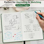 PERCUN Dotted Journal Notebook for Men & Women, 160 Pages Dot Grid notebook for Note Taking, Bullet Journaling Notebook for Work, School, Travel, Writing, A5 Hardcover 5.9" x 8.5" (Green)