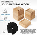 Bed Risers, Furniture Risers (Set of 8-Height 1") Can be Adjusted to 2'' 3''or 4'', Lifts Furniture Risers, Solid Natural Wood Risers, Non-Slip Recessed Hole (Square-Natural Color)