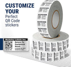 McAuley Labels Custom QR Code Stickers - Numbered, Permanent, Adhesive Asset Tags for Equipment - Metalized Silver Polyester - 1.5x0.75 Inches