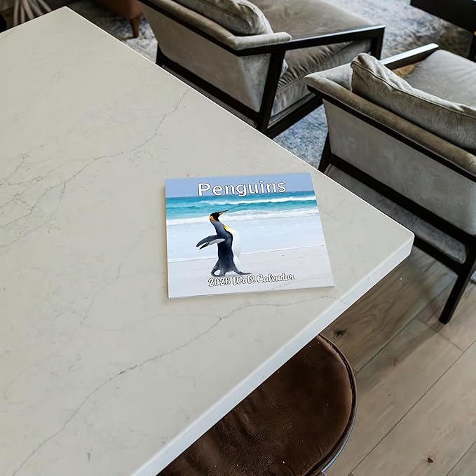 2026 Penguins Monthly Wall Calendar | Cute Animals Calendar 2025-2026