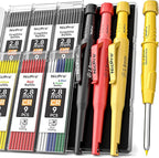 Nicpro 3 Pack CP3000 Carpenter Pencils with Sharpener, Carpenter Mechanical Pencil Set with 57 Refills, Heavy Duty Woodworking Tools Construction Pencil for Architect Marking (Red, Black, Yellow)