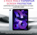 Peslv 2 Pack Like Paper Screen Protector for iPad Air 5th & Air 4th (10.9 Inch)/ iPad Pro 11 (2022/21/20/18), Matte Anti Glare PET Film/Blue Light Filter/Drawing & Writing Feel Like on Paper