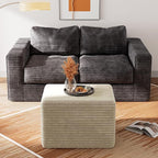 WLIVE Pouf Ottoman Foot Rest, Square Bean Bag Ottoman Coffee Table for Living Room, Beige