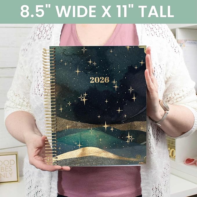bloom daily planners HARDCOVER 2026 Planner (January to December) - 8.5” x 11” Weekly & Monthly Dated Agenda Organizer Book with Stickers & Tabs - Celestial Skies