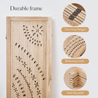 66.9Inch Folding Room Divider, 6 Panels Wood Carved Privacy Screens, Free Assembled Freestanding Partition for Home Office Restaurant Bedroom (Natural)