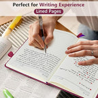 PERCUN Lined Journal Notebook for Men & Women, 160 Pages College Ruled Journal for Writing, A5 Hardcover Leather Notebooks for Work, School, Business, Travel, Daily Diary 5.9" x 8.5" (Burgundy)