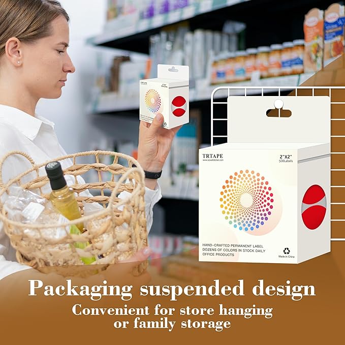 2 Inch Color Coding Round Labels (2000Pcs, 4 Rolls) - Round Colored Dot Stickers for Inventory, Pantry, Warehouse Organization - Red Circle Dot Labels