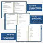 SUNEE End of Life Planner - I‘m Dead Now What Planner, Large Print Spiral-Bound Estate Organizer with Tabs for Seniors & Family. Covers Final Wishes, Passwords & Funeral Planning.A4（9"x11.2"), Blue