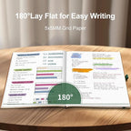 AHGXG Graph Paper Notebook - Grid Notebook Journal, 120 GSM Thick Graph Paper, Large B5 Notebook 96 Pages, Leather Softcover, for Graphing, Writing, Math, Engineering, 7.6'' X 10'' - Green