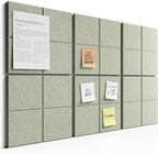 Bumusty Large Cork Board Alternative-36 x24 Felt Bulletin Board Tiles, with 30 Pushpins, 40 Adhesive Tabs, 6-Pack Slat Wall Paneling, Cork Boards for Office Push Pin Board Felt Board-Sage
