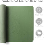 Aothia Leather Desk Pad Protector, Office Desk Mat, Large Mouse Pad, Laptop Desk Pad, Non-Slip PU Leather Desk Blotter, Waterproof Desk Writing Pad for Office and Home (Olive Green, 55" x 17")
