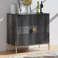 HOCAT 30.7" Accent Cabinet, Modern Buffet Cabinet with Gold Metal Legs, Fluted Sideboard for Dining Room, Kitchen, Darkgrey