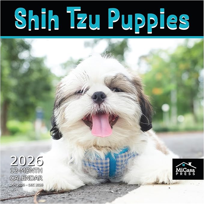 MICASA PRESS Shih Tzu Puppies 2026 Wall Calendar 12 Month | 12" x 24" Open | Thick & Sturdy Paper | Holiday Gift | Cute Puppy Dog Calendar 2026