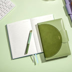 CAGIE Lined Journal for Women, 100GSM Leather Journals for Writing with Buckle Closure,A5 Hardcover Diary Journaling Notebooks for Business Work School Note Taking 5.9" x8.59 (Green)