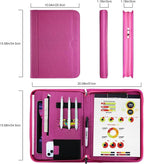ProCase Portfolio Business Padfolio Folder with Zipper, Conference Meeting Executive File Legal Document Organizer with Pockets Letter Size A4 Writing Pad Notepad Padfolio -Magenta