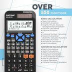 CATIGA SS-991EX Scientific Calculator with Advanced 550 Functions- Solar & Battery Powered, Multi-Function, High School & College Math, Trigonometry, Statistics, Algebra, Durable, Large Display