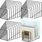 4 Pcs 7 Section Incline File Sorter Metal Wire Mesh File Rack for Desktop Letter Sorter for Magazine Folder Book Organizer Home Office School Paper Mail Desk Storage Holder (Black)
