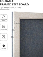 Fluxynara Felt Cork Board Alternative, Felt Bulletin Board 16" x 12" Oatmeal Frame with 8 Adhesive Tabs, Pin Board for Home Office, Classroom, Entryway, Kitchen Wall Decor—Navy Blue