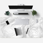 Mechanical Cattle Desk Mat Large Gaming White Mouse Pad Minimalist Topographic Map Desk Mat Extended XL Mousepad 31.5x15.7 in Anti-Slip Desk Pad Keyboard Mousepad Stitched Edges Large Mouse Pad Grey
