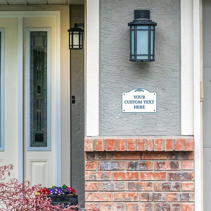 Custom Decorative Sign, Personalized Metal Sign for Business, Driveway, Home, Airbnb, Office Door Plaque, Blue Light Sign, 7x10 Inches, ACM, Fade Resistant, Made in USA by Sigo Signs