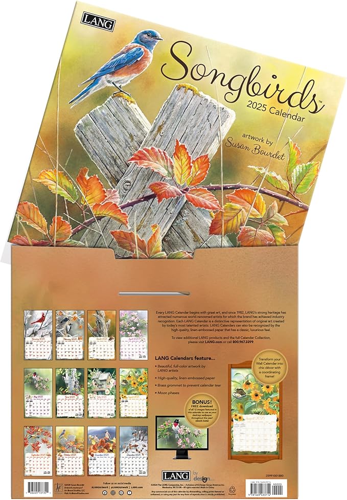 Lang, Songbirds by Susan Bourdet 2025 Wall Calendar