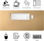 Bloss Gold Leather Desk Mat 35.4" x 15.7", Large Keyboard Pad for Desk, Desk Matt for Desktop, Waterproof Desk Pad Mat, Computer Mat for Office/Home/Decor