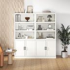 Bevfint 70 Inch Tall Bookcase with Doors, Library Office Bookshelf with Adjustable Shelves, Floor Standing Storage Cabinet for Bedroom Living Room Organizer with Anti Tipping Kit, Soft White Finish