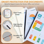 10 Pack Report Covers with Sliding Bar - Clear Plastic Presentation Folders for A4 & Letter Size Paper, 70 Sheet Capacity File Document Binder for School, Office, Resume & Business Use