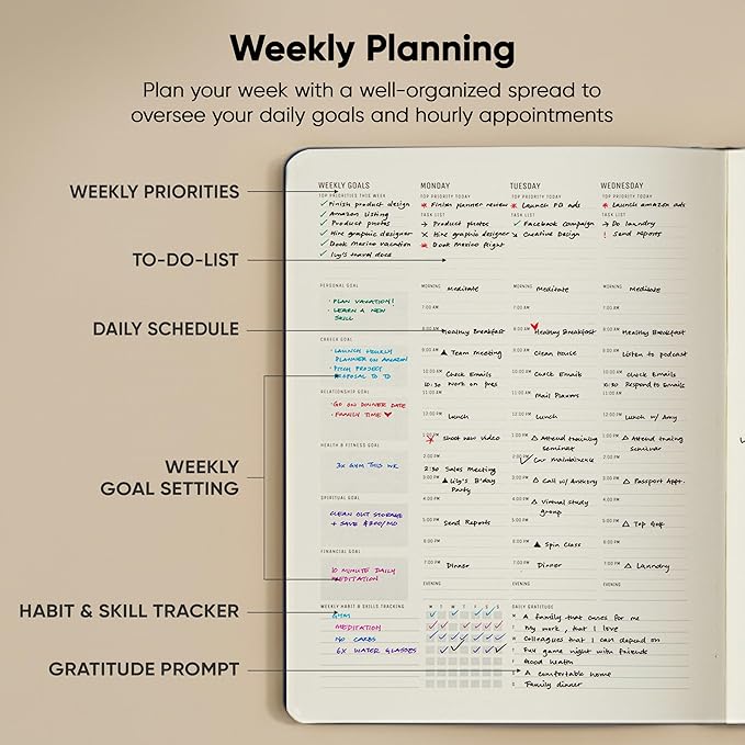 Hourly Planner & Appointment Book (8.5” x 11”) - Premium Hourly Planner with Daily Schedule & 30-Minute Time Slots for Better Time Management by PRODUCTIVITY STORE (A4, Navy)