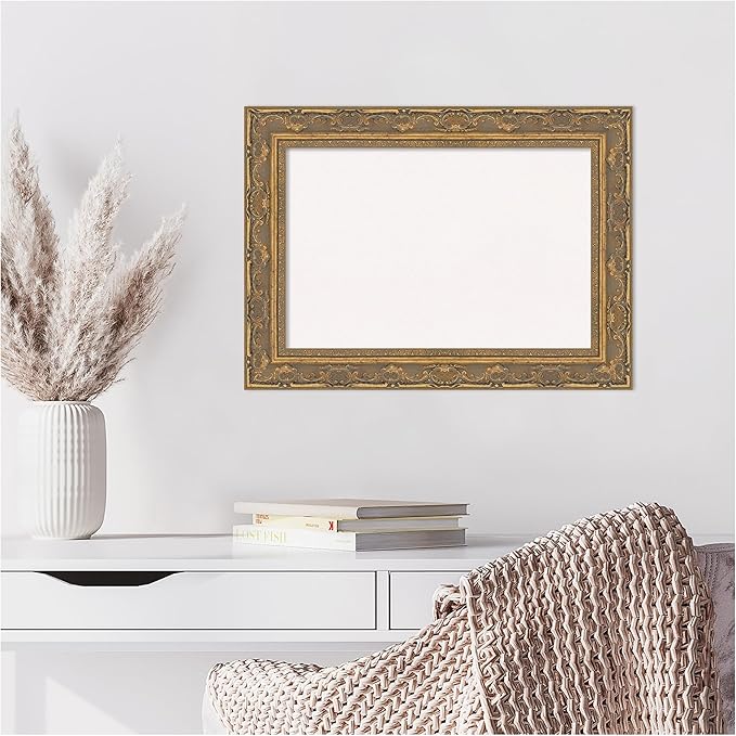 Amanti Art White Cork Board for Wall, 16x22 Vision Board with Gold Frame, Small Corkboard Office Decor for Home Organization, Traditional Corkboard Pinboard to Display Items for Home Organization