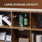VAKATRELL 8 Cube Storage Organizer Bookshelf, Industrial Horizontal Bookcase, Accent Cubby Shelf, Media Console Table for Living Room, Home Office, 13.6" D x 63" W x 30.9" H, Rustic Brown