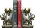 Kakizzy Vintage Gold Lion Book Ends,Animal Decorative Bookends,Resin Book Holder,Luxurious Book Ends for Shelves Rooms Office Home Decor,Unique Book Lover Gift(Gold Lion)